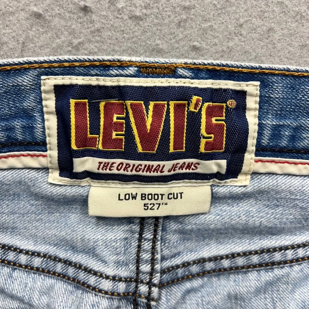 VTG Levis 527 Low Bootcut Jeans Mens 36x32 Light Wash Denim Blue Big Patch